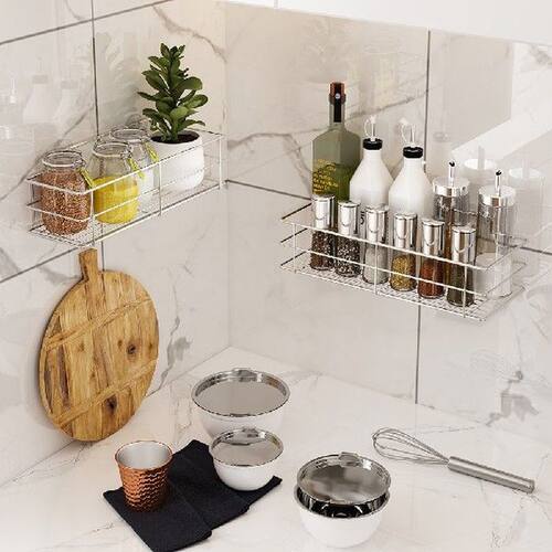 Spice Jar Holder Wall Mounted Kitchen Storage Rack Shower