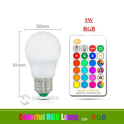 E27 E14 RGB Led Bulb 3W 5W 10W 15W Dimmable 16 Color Changin