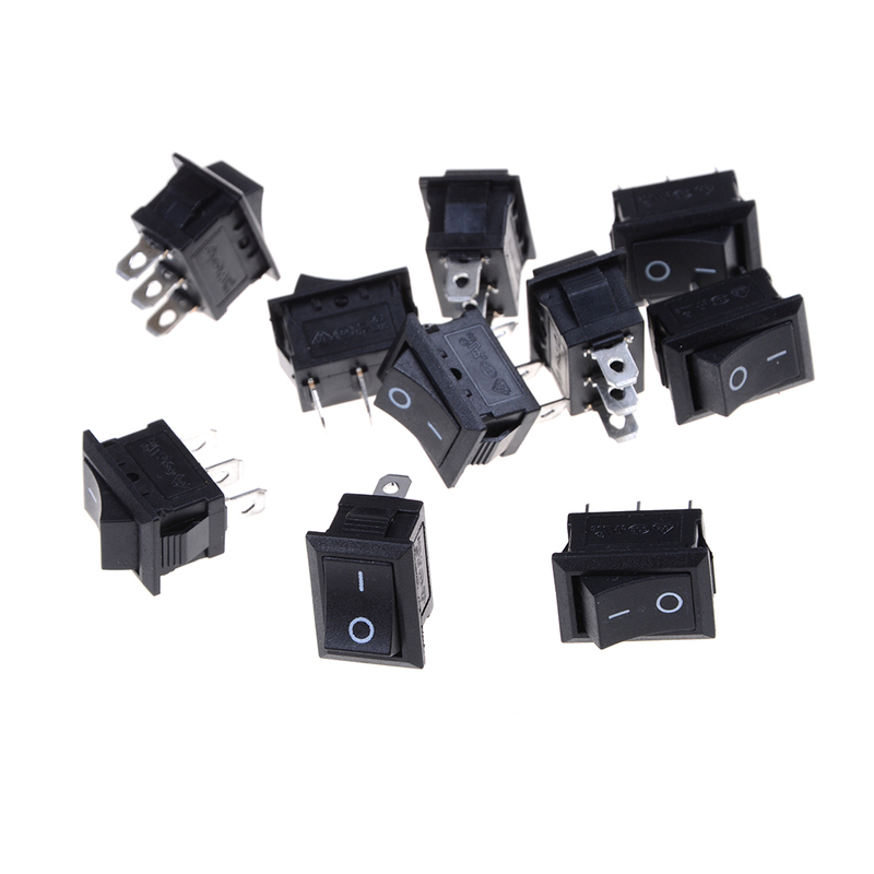 10pcs AC 250V 3A 10*15MM 3 Pin ON/OFF I/O SPST Snap in Mini