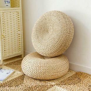 1PC Natural Straw Round Pouf Tatami Cushion Floor Cushions