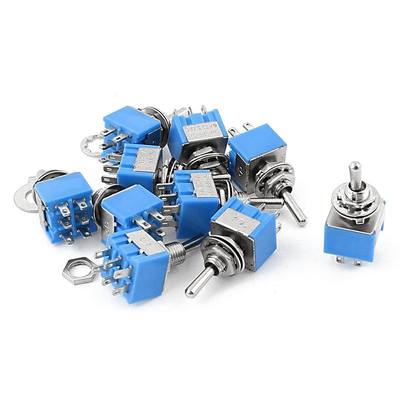 10Pcs AC 125V 6A ON-OFF-ON DPDT Latching Mini Toggle Switch