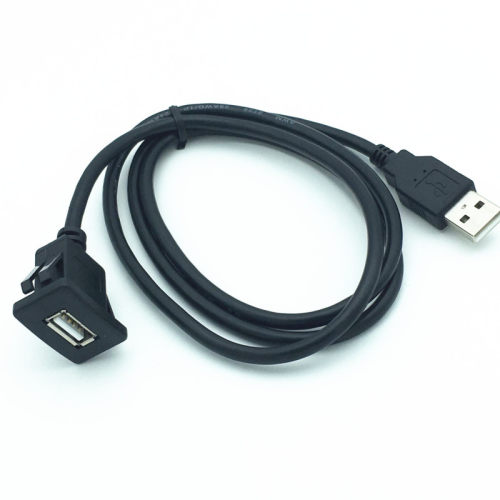 USB Male to Female AUX Flush Panel Mount Extension Cable for