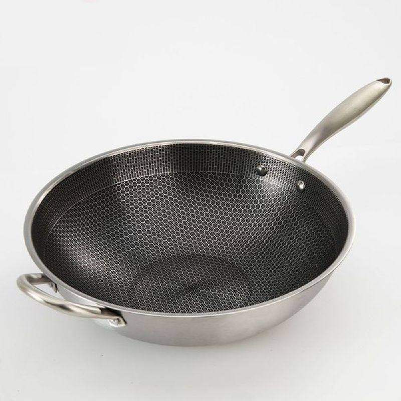 honeycomb suspension stainless steel wok non-stick three