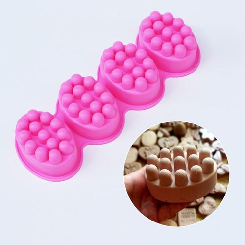 4 Compartt Silicone Soap Mold Massage Bar Soap making Tool W