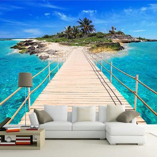 Bridge Photo Wall Paper Custom Wooden Island Landscape