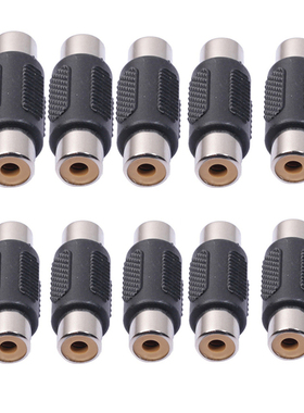 10-Pack Black Female to Female RCA Connector AV Joiner Coupl