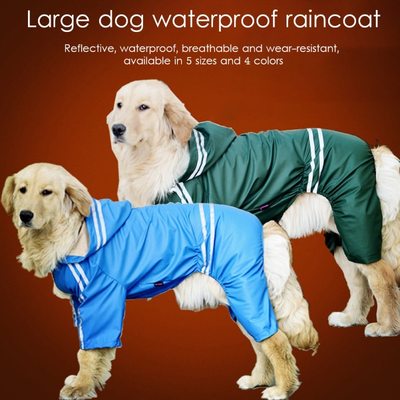 Pet Large Dog Raincoat Waterproof Jacket With Hood And