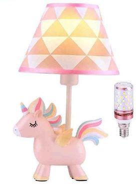 Cute LED Unicorn Lamp Kids Bedside Table Lamp with Shade &am
