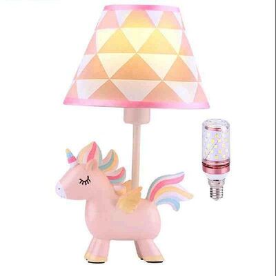 Cute LED Unicorn Lamp Kids Bedside Table Lamp with Shade &am