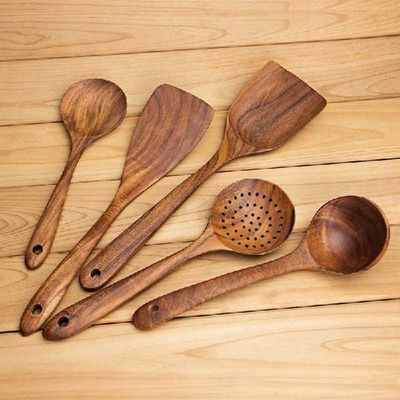 Wooden Spoons, Wooden Spoons for Cooking, 5-Piece Reusable