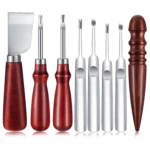 Hot 8 Pcs Leather Knife Set, Leather Edge Beveler Leather