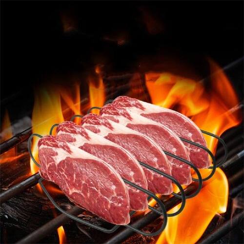 Non-stick Rib Shelf Bbq Stand Barbecue Roast Rack Stainless