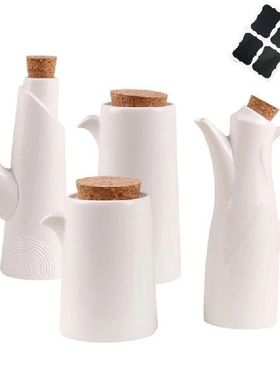White Porcelain Olive Oil Pot Sauce Vinegar Salt Spices