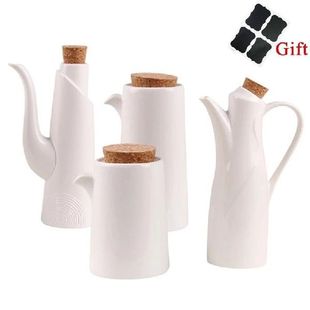 White Porcelain Olive Oil Pot Sauce Vinegar Salt Spices