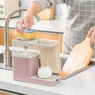 Kitchen Soap Dispenser Manual Press Sponge Detergent Soap Pu