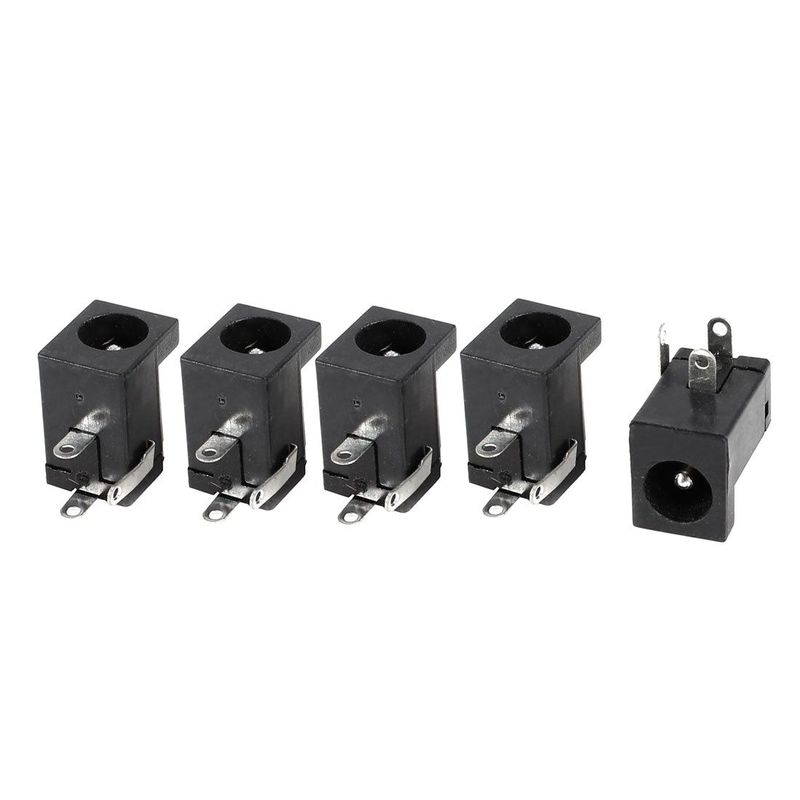 5 Pieces DC 5.5mmx2.1mm Power Jack Socket Female Panel Mount