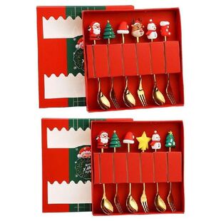 Christmas Spoons Fork Set Safe Durable Delicate Christmas