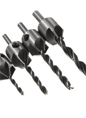 4pcs  3-6mm HSS 5 Flute Countersink Drill Bit Set Screw Cham
