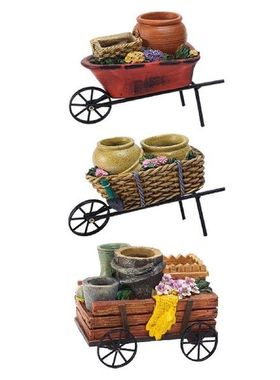 iron Cart Flower Pot Wheel Barrow Decoration Layout retro