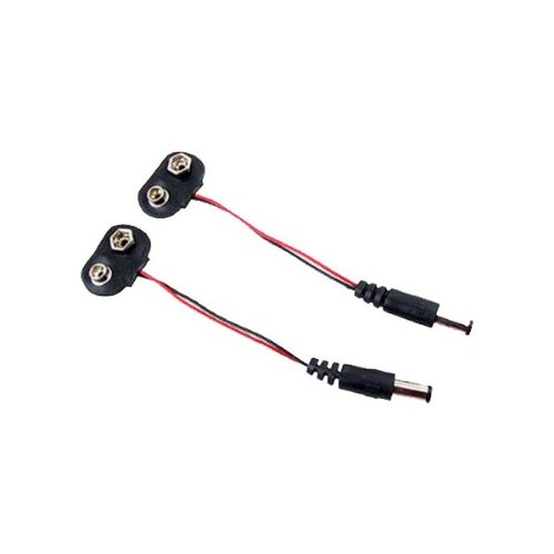 New 2Pcs 2.1 x 5.5mm Male DC Power Plug to 9V Battery Clips