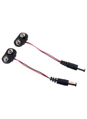New 2Pcs 2.1 x 5.5mm Male DC Power Plug to 9V Battery Clips