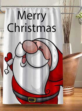Waterproof Shower Curtain Santa Merry Christmas Polyester