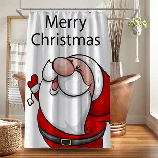 Waterproof Shower Curtain Santa Merry Christmas Polyester