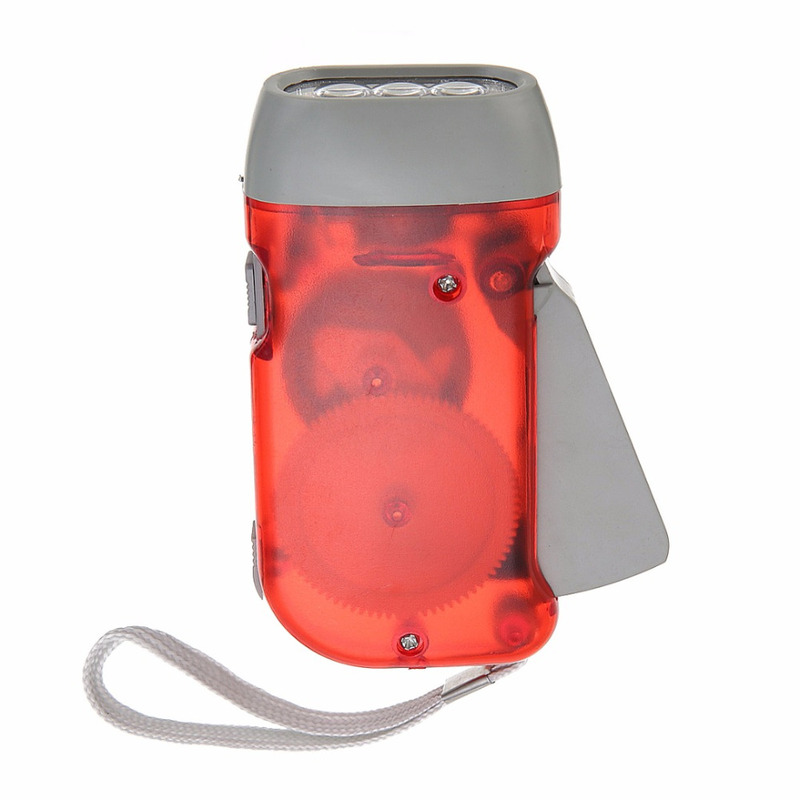 Hand Pressing Flashlight Power 3 LED Flash Light Torch Crank