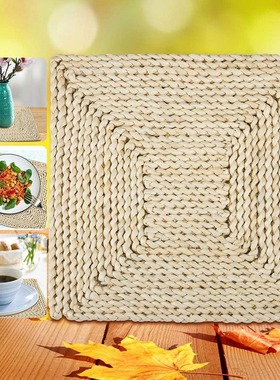 Hot 4 Pcs Corn Straw Woven Placemats Square Placemats