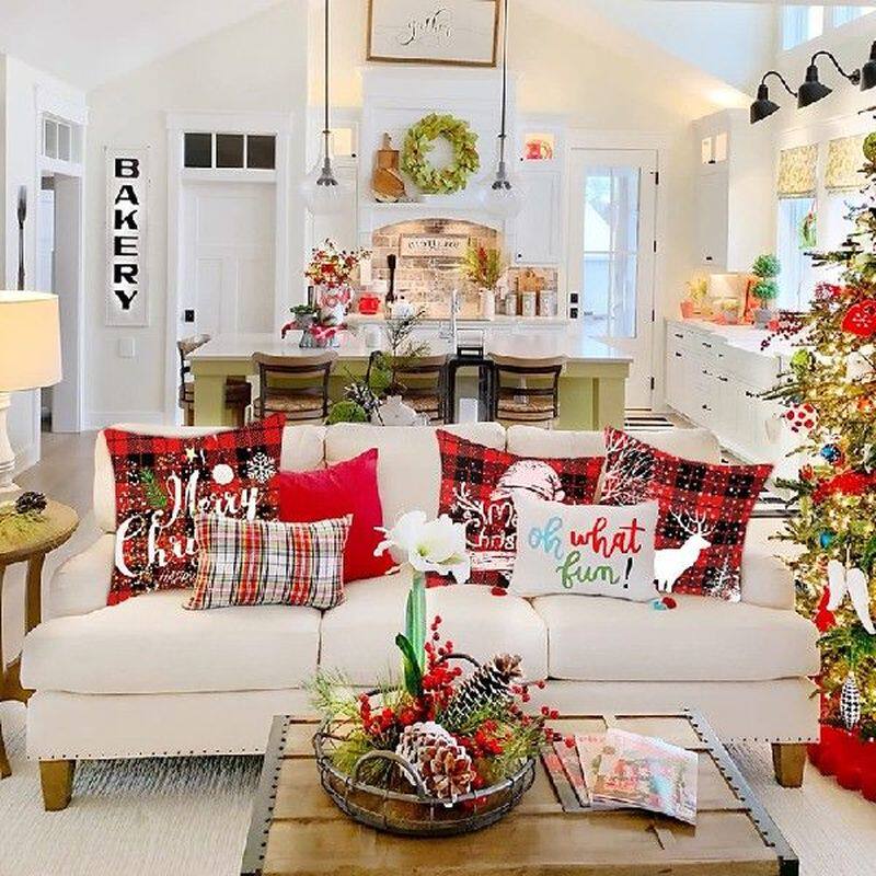 Christmas Cushion Cover Pillow Red Pillow Case Sofa图片