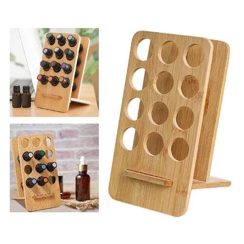 12 Holes 15ML Wooden Essential Oil Bottle Display Stand for