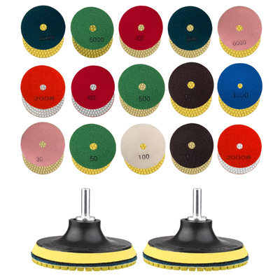 15pcs Diamond Polishing Pads 4 Inch +  2pcs Backing Holder P