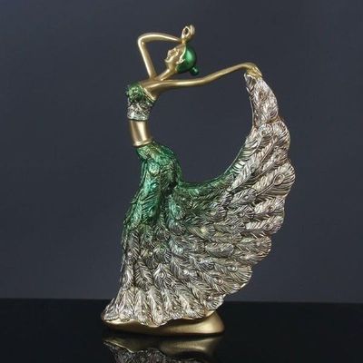 Peacock Dancer Figurine Statue Women Dancing Girl Elegant