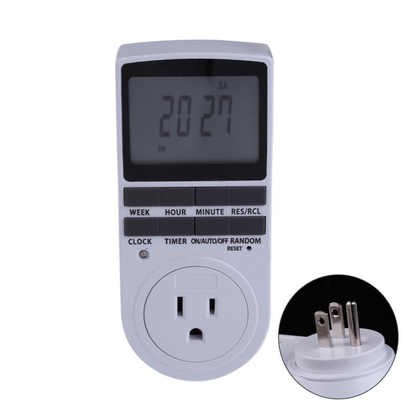 7 Day Programmable Timer LCD Plug-in Socket Switch 12/24 Hou