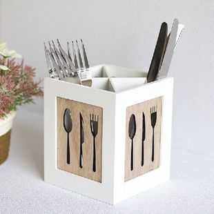 Wooden Utensils Holder Cutlery Kitchen Flatware Cutlery