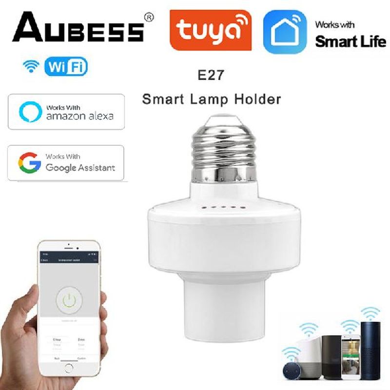 Tuya E27 WiFi Smart Light Bulb Adapter Lamp Holder Base AC