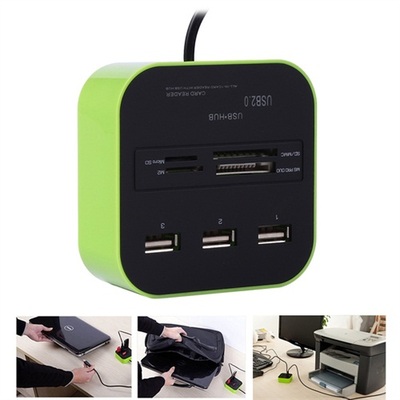 3 Port Usb Hub 2.0 HUB With Micro Multi Card Reader For SD/M