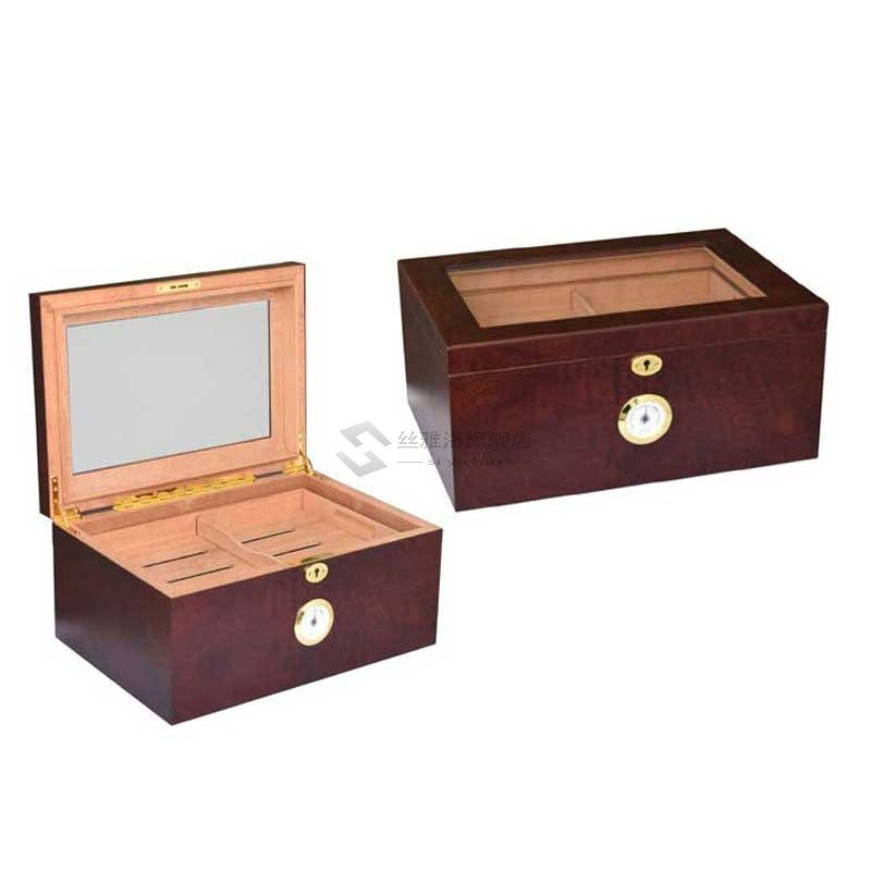 Glass Top humidor  Wood Spanish cedar Cigar Storage Humidor