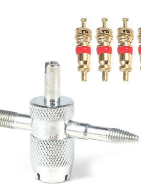 4 Way Tyre Valve RepRemover Tool Car Bike Tire Accessory + 4