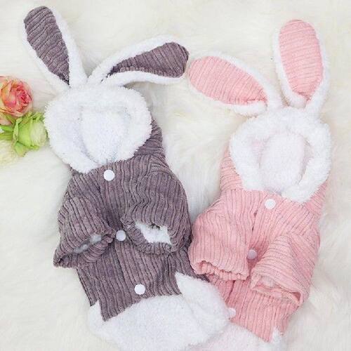 Winter Dog Hoodie Rabbit Ear Pet Dog Clothes For Small Dogs