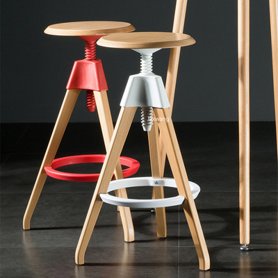 Retro Bar Chair Industrial Bar Stools Wood Round Stool