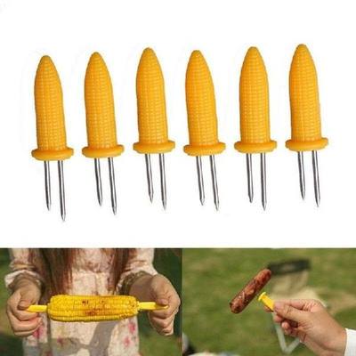 6pcs Mini Corn Cob Holders Skewers Barbecue Fork Fruit