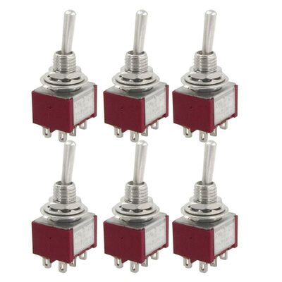 6 Pcs AC 250V 2A 120V 5A ON/OFF/ON Latching DPDT 6 Pins Togg