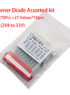 (2V4 to 33V) 270Pcs =27 Values*10pcs 1/2W 0.5W Zener Diode A