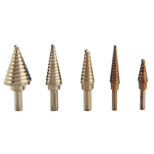 5 Pcs Large Titanium HSS Step Cone Drill Hole Cutter Bit Set