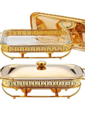 Buffet Luxury Golden Square Dish Food Warmer Stainless