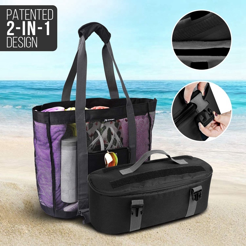 Hot Mesh Beach Tote Bag with Detachable Beach Cooler MAX