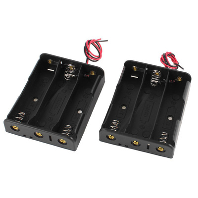 2 Pcs Black Holder Case w Wire for 3 x 18650 11.1V