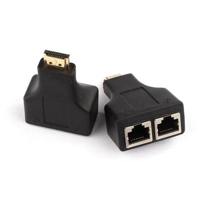 Black HDMI To Port RJ45 Network Cable Extender Adapter Over