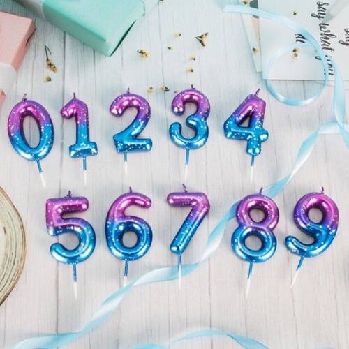 Birthday Candles Purple to Blue Gradient Color Happy